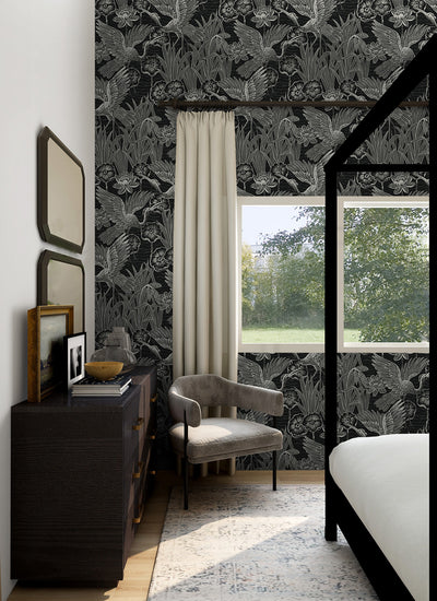 product image for Marsh Cranes Wallpaper in Midnight 23