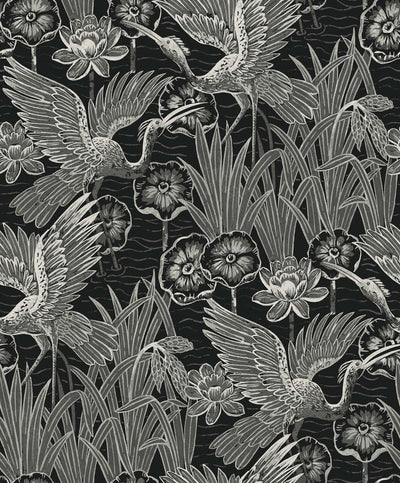 product image of Marsh Cranes Wallpaper in Midnight 562