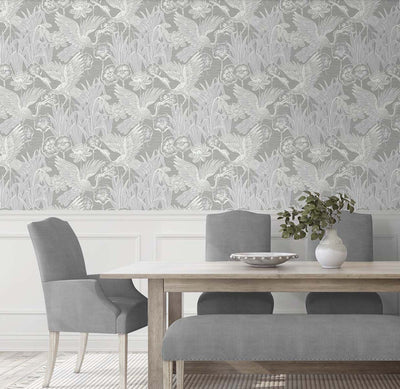 product image for Marsh Cranes Wallpaper in Anew Grey 33