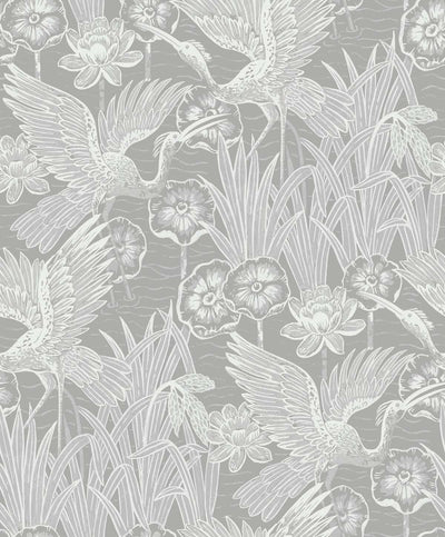product image for Marsh Cranes Wallpaper in Anew Grey 24