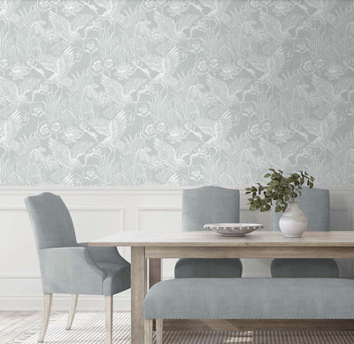 product image for Marsh Cranes Wallpaper in Mist 93