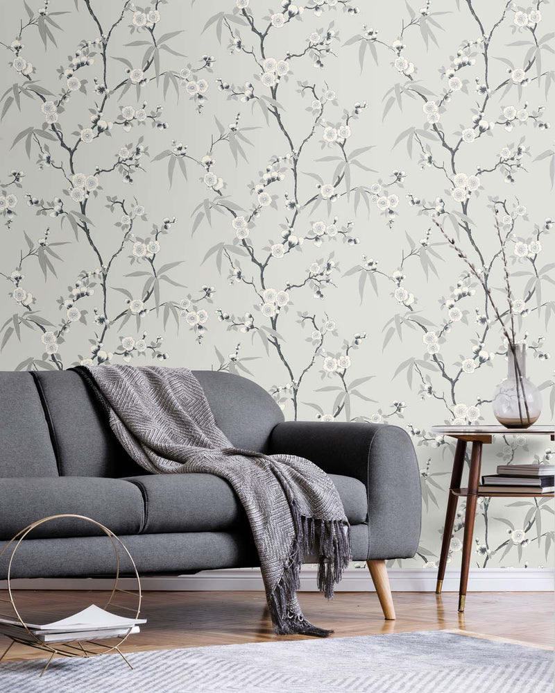 media image for Floral Blossom Trail Wallpaper in Stormy 230