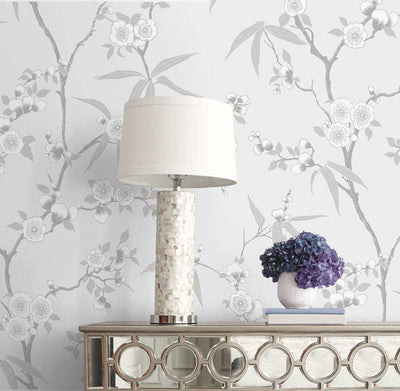 product image for Floral Blossom Trail Wallpaper in Soft Grey 65