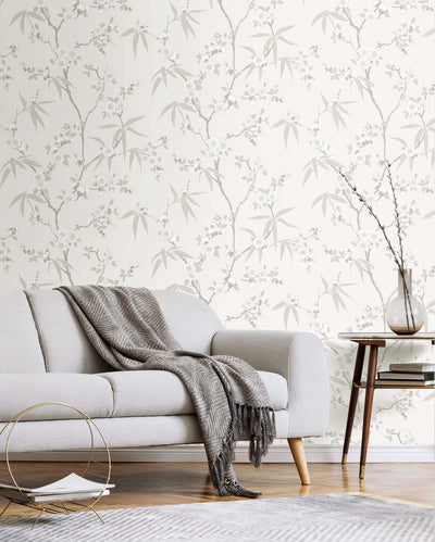 product image for Floral Blossom Trail Wallpaper in Soft Grey 54