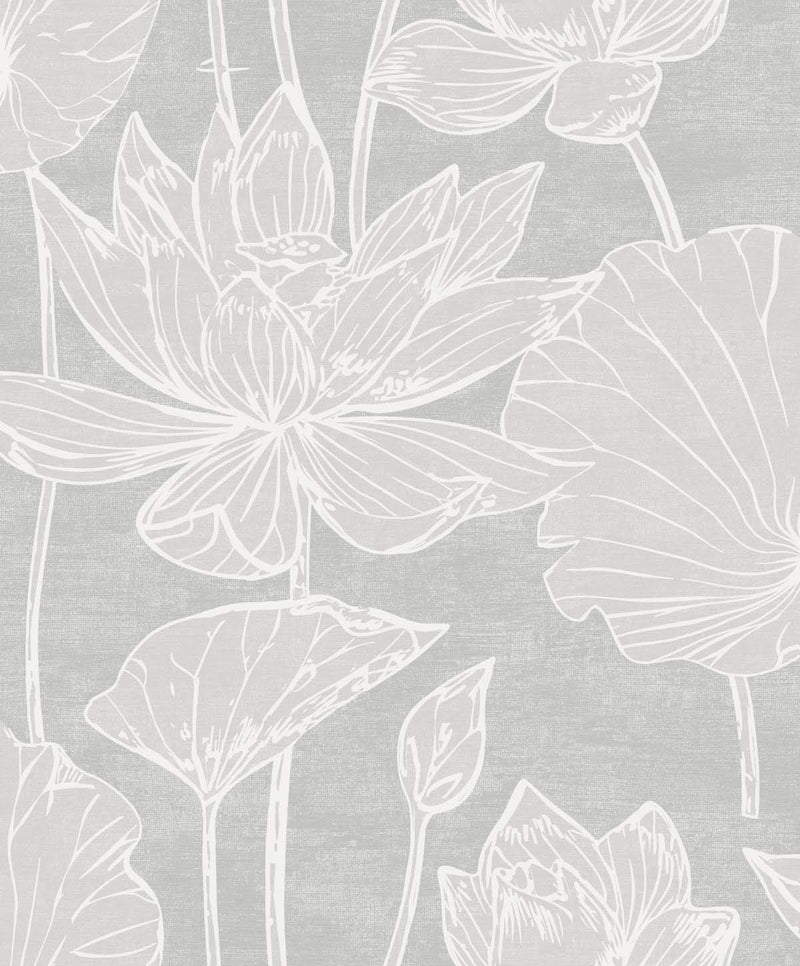 media image for Water Lilies Wallpaper in Shadow 25