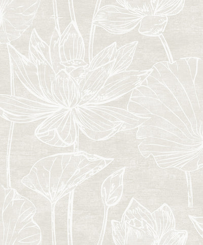 product image of Water Lilies Wallpaper in Antique Pearl 55