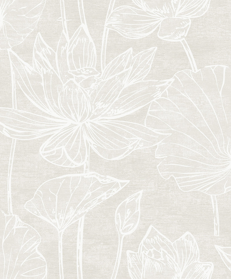 media image for Water Lilies Wallpaper in Antique Pearl 22