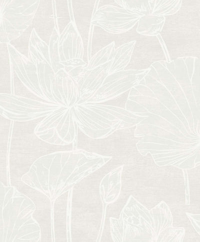 product image of Water Lilies Wallpaper in White Pearl 583