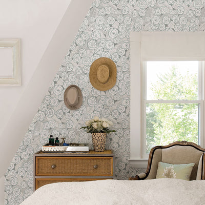 product image for Emery Floral Wallpaper in Light Blue from the Bluebell Collection by Brewster Home Fashions 28