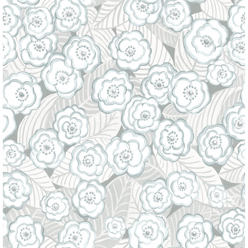 media image for Emery Floral Wallpaper in Light Blue from the Bluebell Collection by Brewster Home Fashions 215