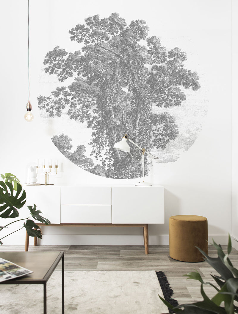 media image for Engraved Tree 013 Wallpaper Circle by KEK Amsterdam 258