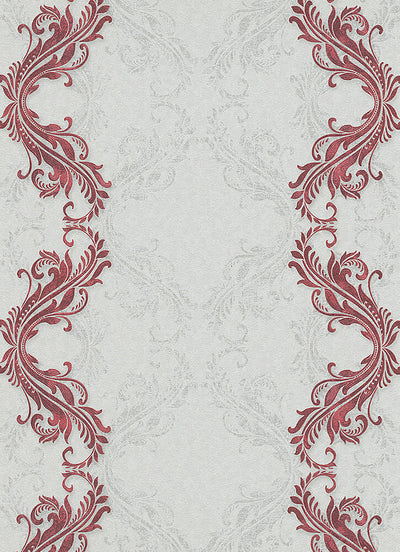 product image for Etta Ornamental Scroll Stripe Wallpaper in Red design by BD Wall 98