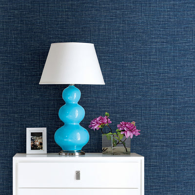 product image for Exhale Woven Texture Wallpaper in Dark Blue from the Pacifica Collection by Brewster Home Fashions 14