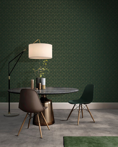 product image for Fan Geometric Wallpaper in Gold/Green 71