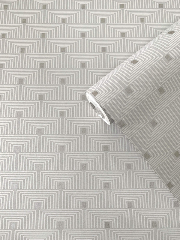 media image for Geo Key Wallpaper in Cream/Silver 299