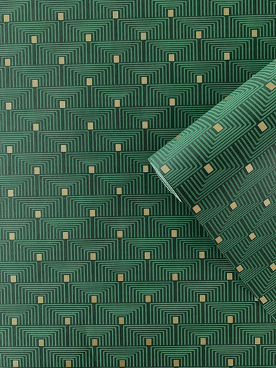 product image for Geo Key Wallpaper in Green/Gold 87