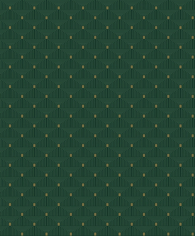 media image for Geo Key Wallpaper in Green/Gold 244