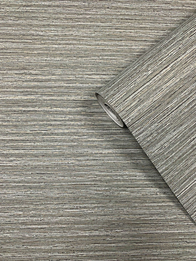 product image for Weave-Effect Textile Wallpaper in Silver Grey 66