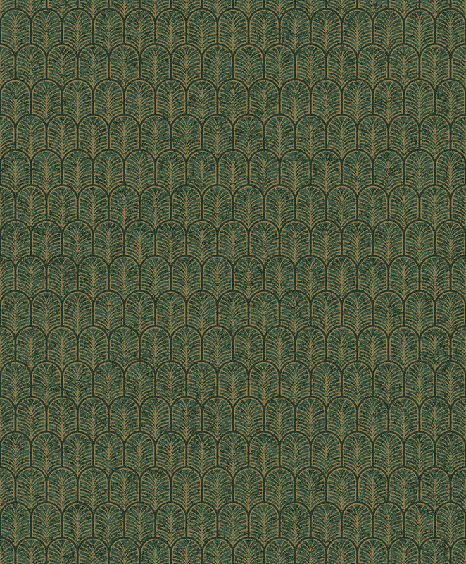 media image for Geo Arch Art Deco Wallpaper in Green/Gold 23