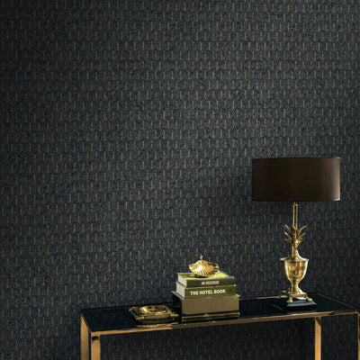 product image for Geo Arch Art Deco Wallpaper in Gold/Blue 51