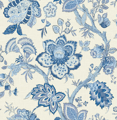 product image for Bernadette Jacobean Wallpaper in French Blue 92