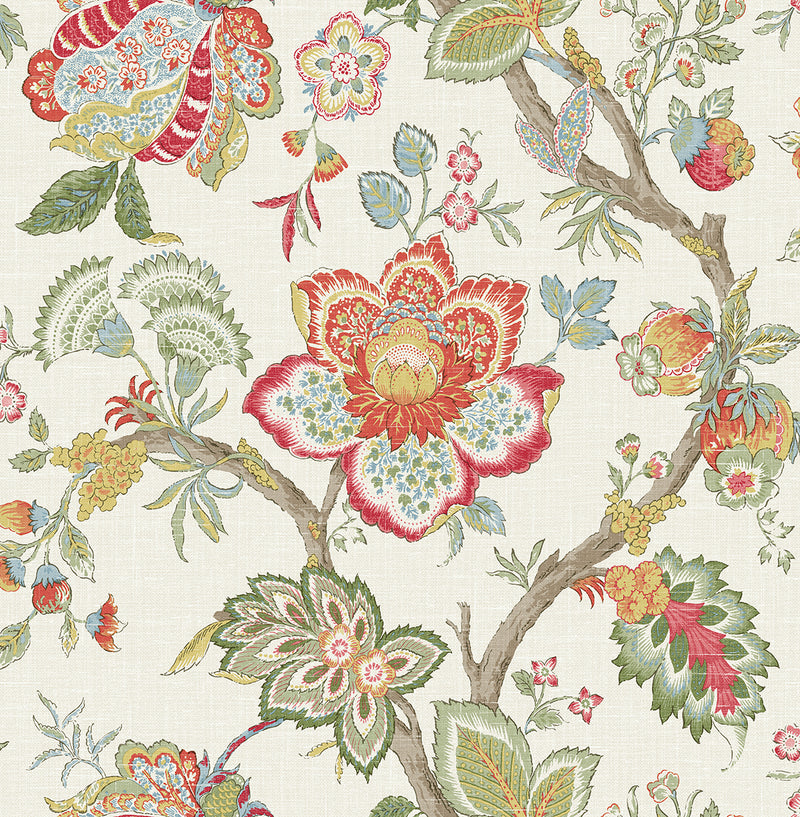 media image for Bernadette Jacobean Wallpaper in Pomme & Antique Ruby 268