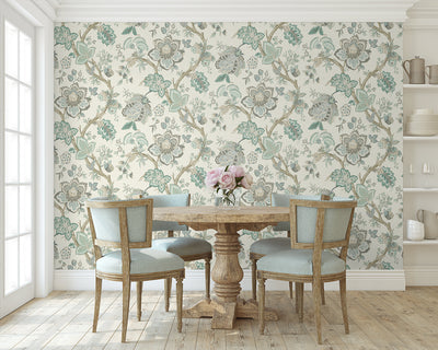 product image for Bernadette Jacobean Wallpaper in Summer Sky & French Blue 59