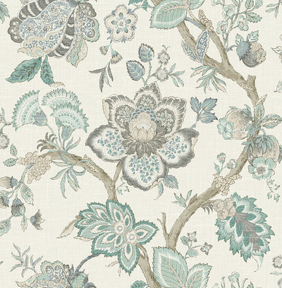 product image for Bernadette Jacobean Wallpaper in Summer Sky & French Blue 8