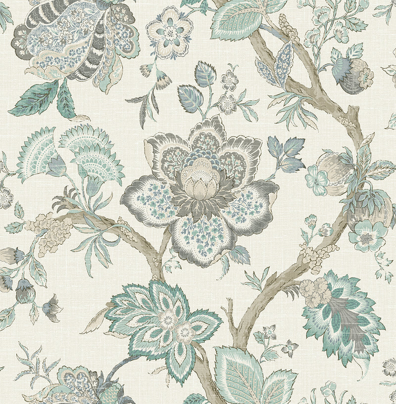 media image for Bernadette Jacobean Wallpaper in Summer Sky & French Blue 276