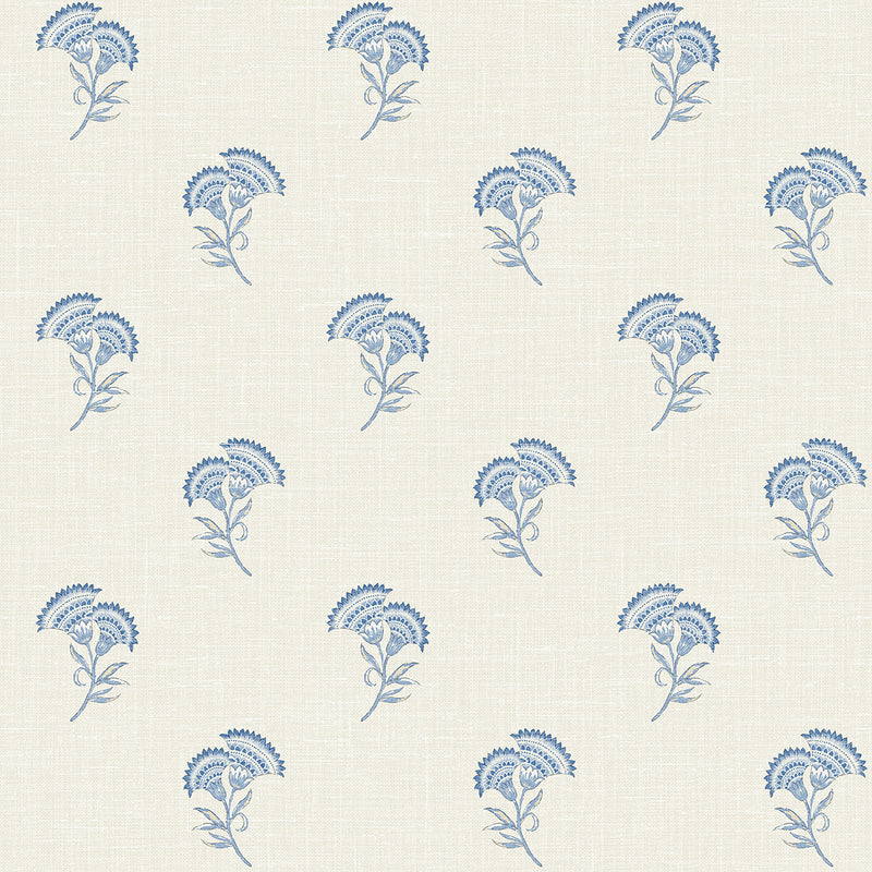 media image for Lotus Branch Floral Wallpaper in French Blue 240