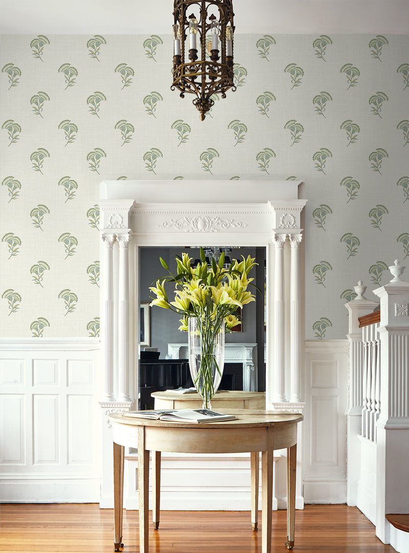 media image for Lotus Branch Floral Wallpaper in Washed Green & Herb 279