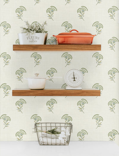 product image for Lotus Branch Floral Wallpaper in Washed Green & Herb 52