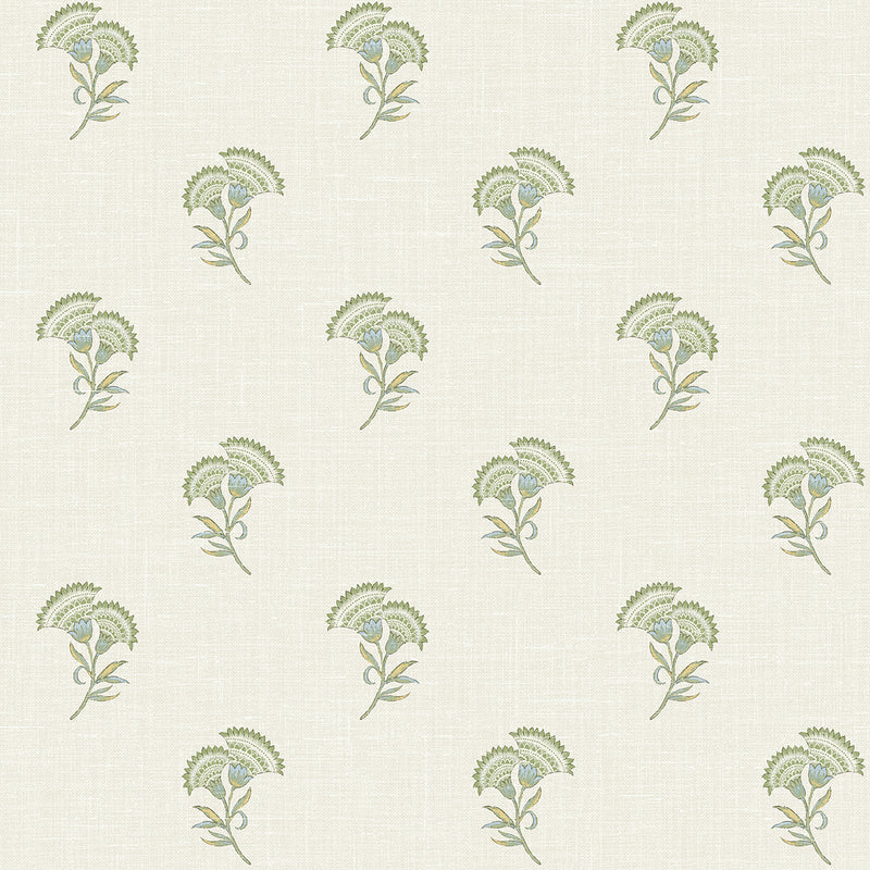 media image for Lotus Branch Floral Wallpaper in Washed Green & Herb 251