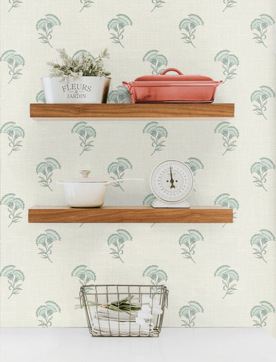 product image for Lotus Branch Floral Wallpaper in Minty Meadow & French Grey 51