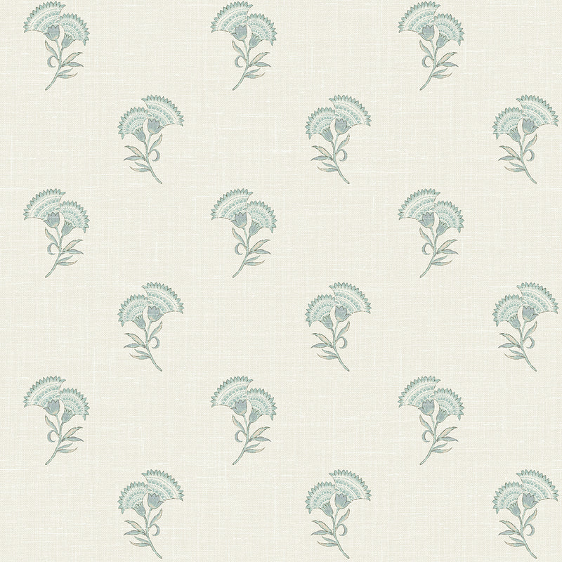 media image for Lotus Branch Floral Wallpaper in Minty Meadow & French Grey 276