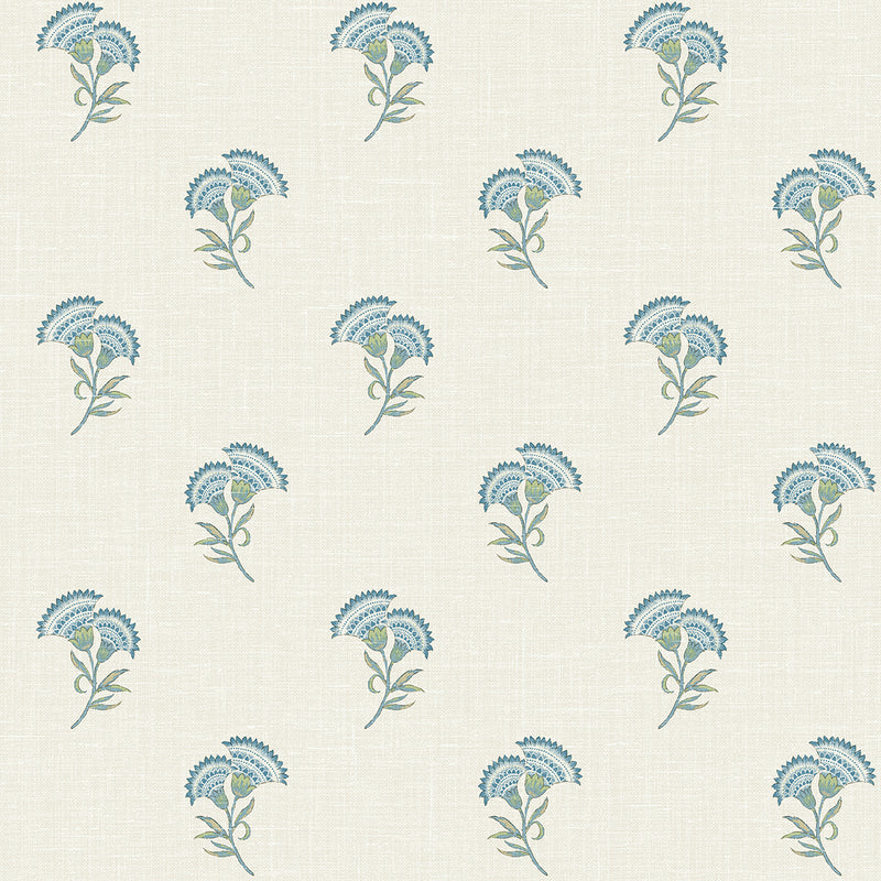 media image for Lotus Branch Floral Wallpaper in Blue Bell & Herb 225