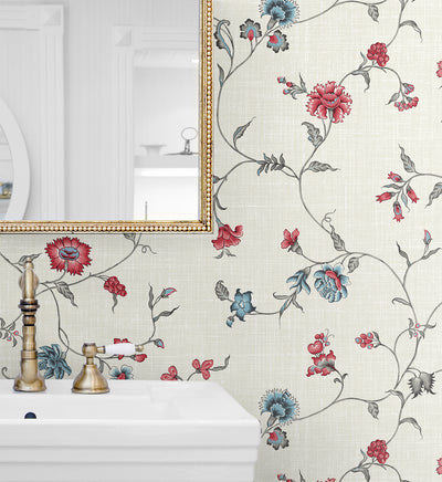 product image for Florale Trail Wallpaper in Antique Ruby & French Blue 25