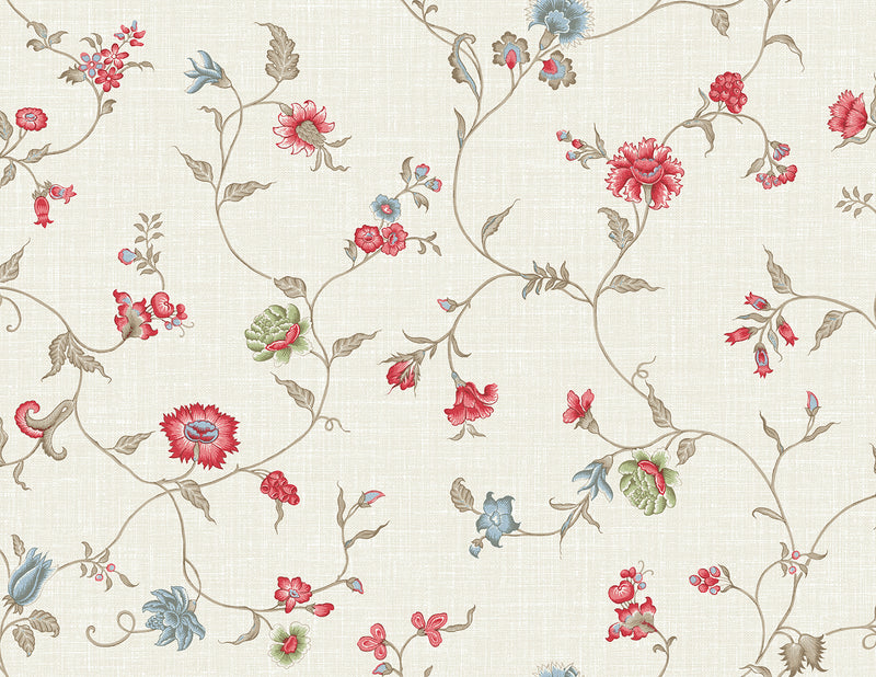 media image for Florale Trail Wallpaper in Cranberry & Blue Bell 226