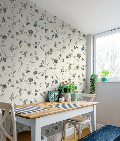 product image for Florale Trail Wallpaper in Greige & Blue Bell  59