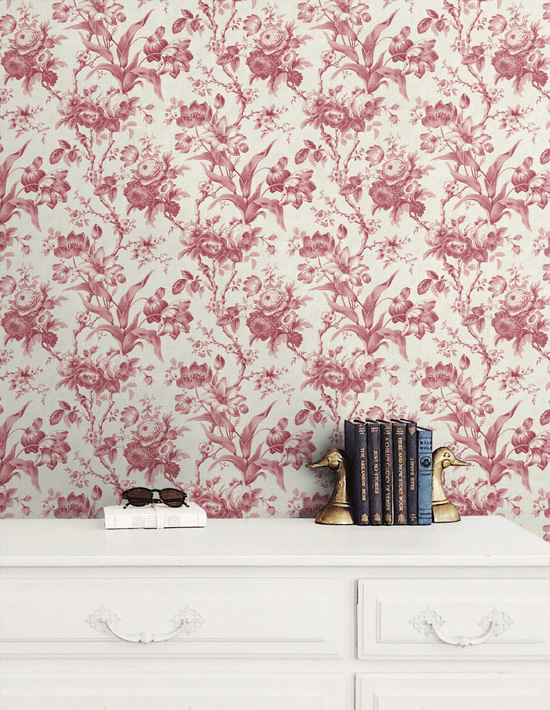 media image for En Rose Wallpaper in Cranberry 253