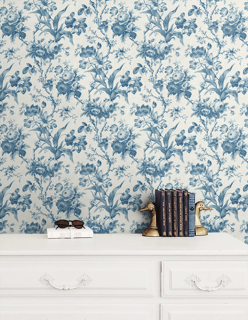 media image for En Rose Wallpaper in Blue Bell 269