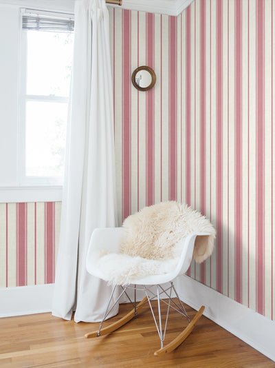 product image for Eliott Linen Stripe Wallpaper in Cranberry 40