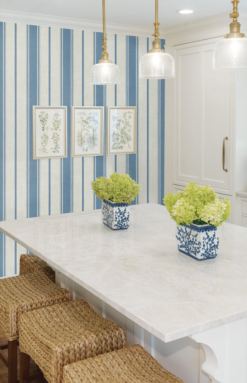 media image for Eliott Linen Stripe Wallpaper in Blue Bell 21