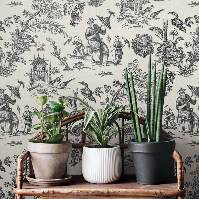 media image for Colette Chinoiserie Wallpaper in Poppy Seed 214