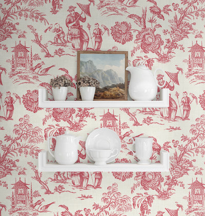 product image for Colette Chinoiserie Wallpaper in Antique Ruby 0