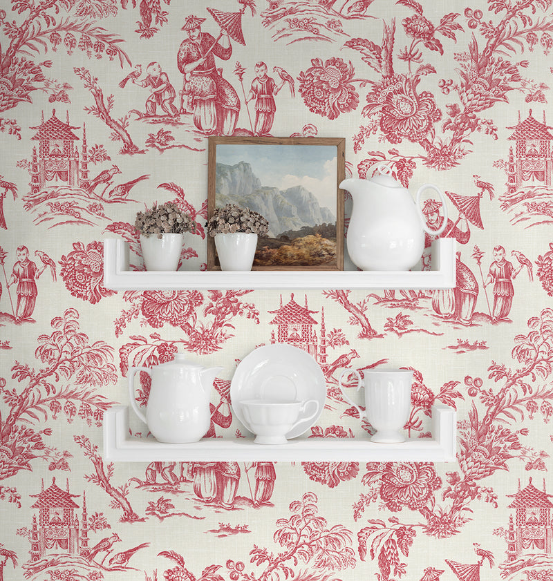 media image for Colette Chinoiserie Wallpaper in Antique Ruby 285