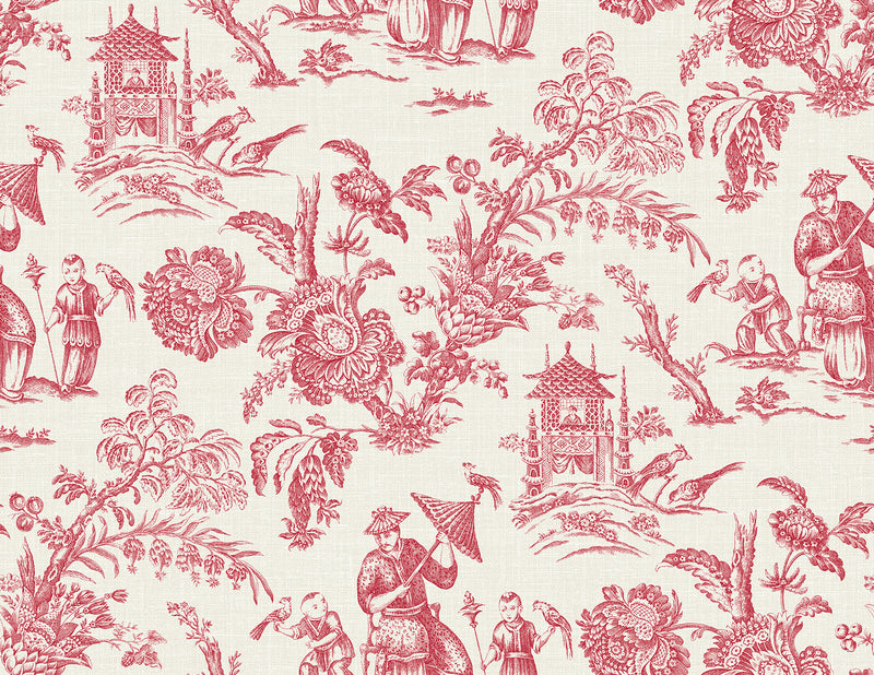 media image for Colette Chinoiserie Wallpaper in Antique Ruby 252