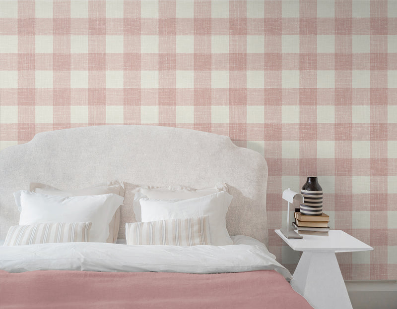 media image for Bebe Gingham Wallpaper in Rustic Rouge 223