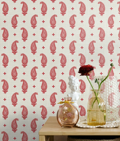 product image for Maia Paisley Wallpaper in Antique Ruby 3