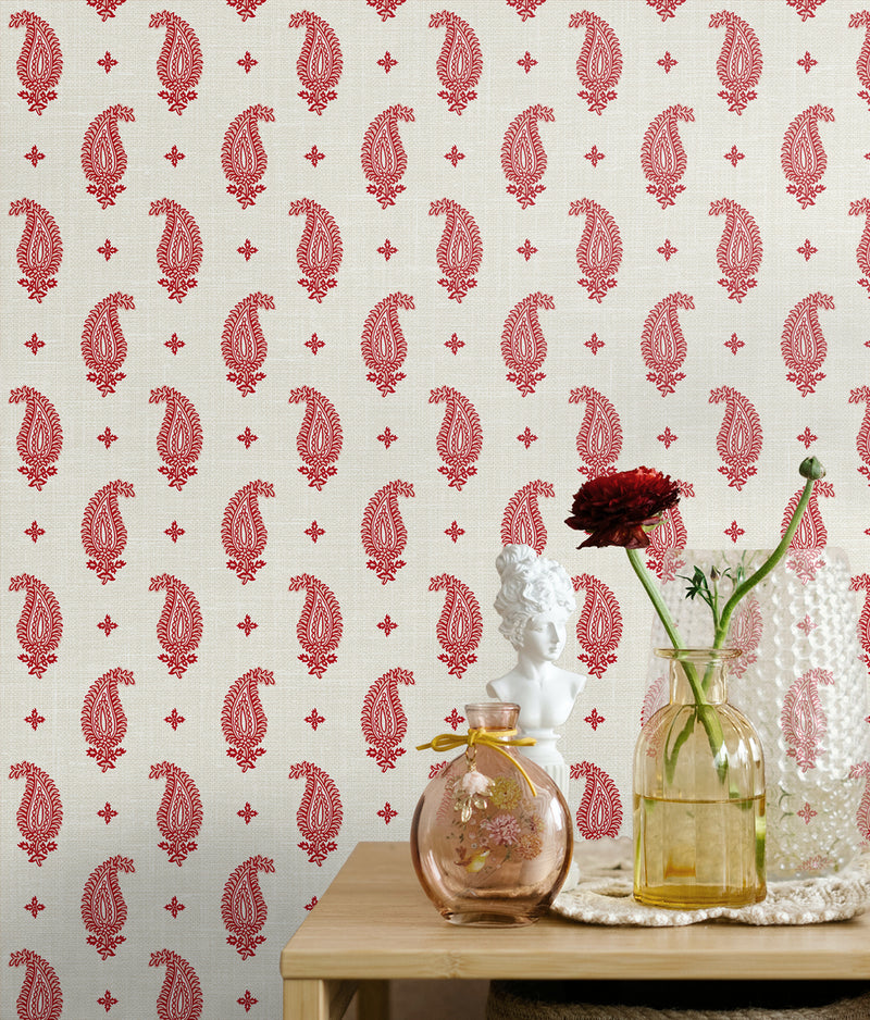 media image for Maia Paisley Wallpaper in Antique Ruby 288